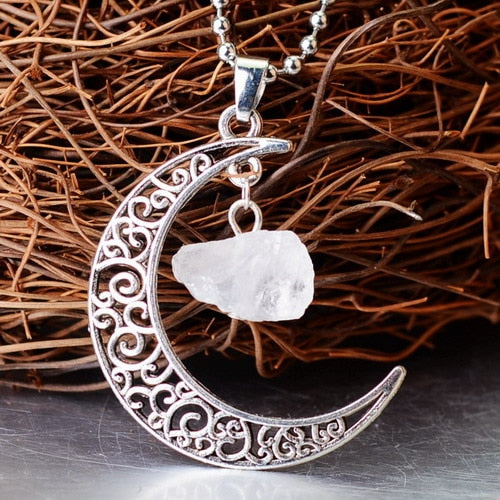 Collier croissant de Lune et pierre terrestre 12