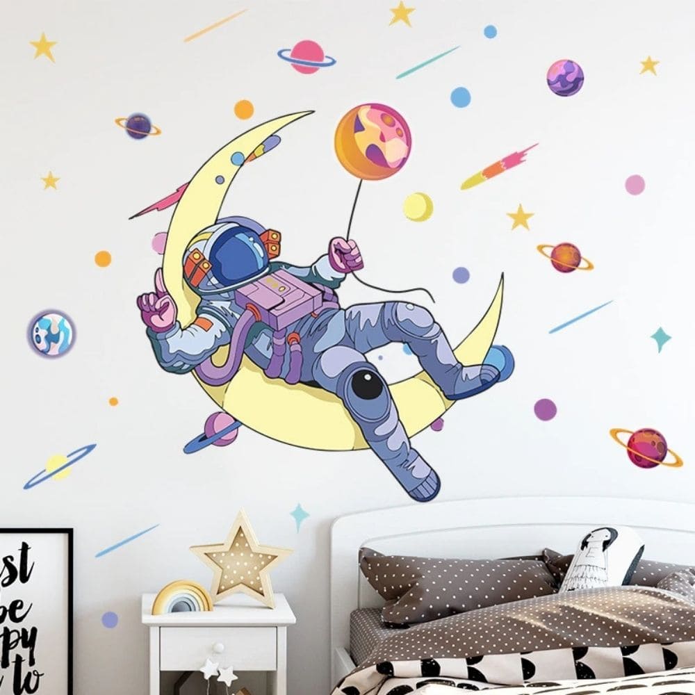 Sticker Astronaute Croissant de Lune