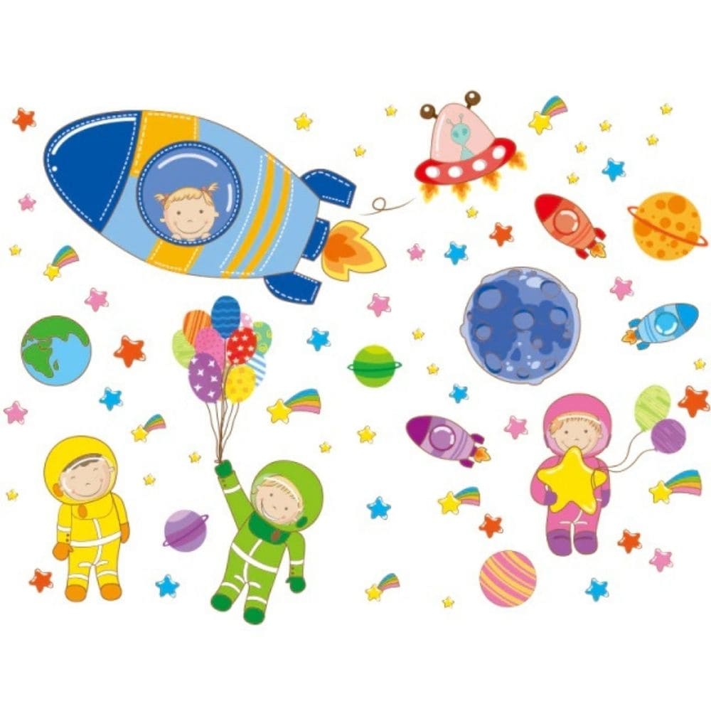 Stickers Muraux Décoratifs Astronautes Planètes