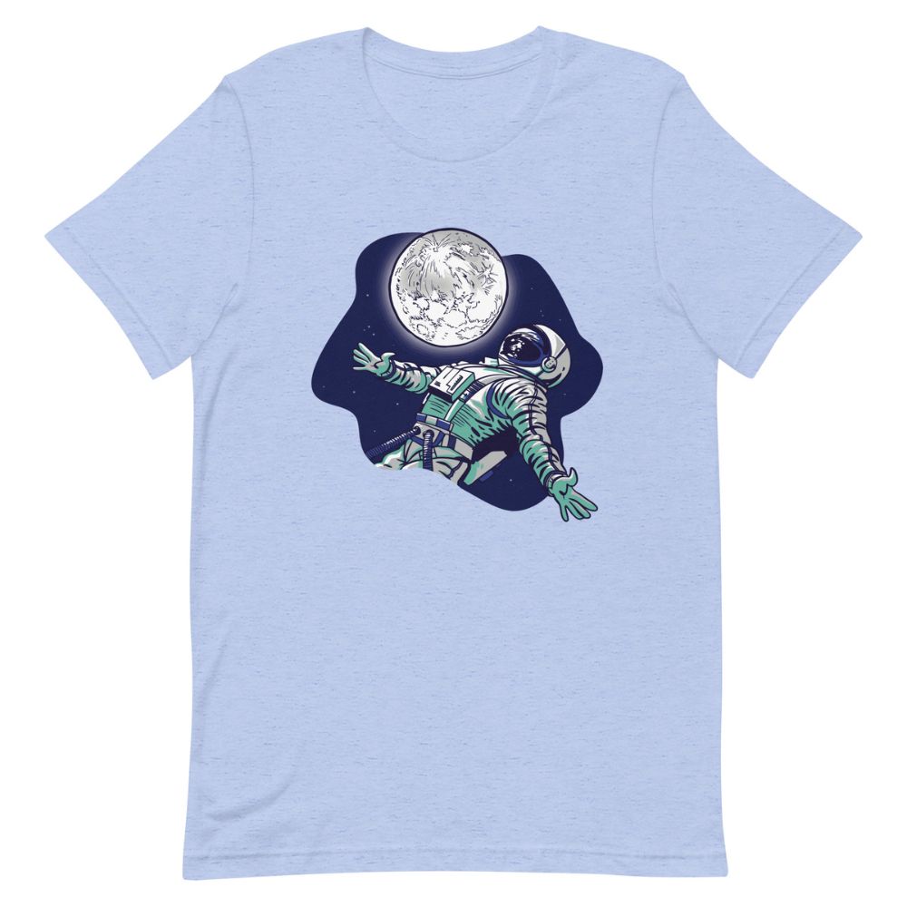 T-shirt Astronaute Pleine Lune Bleu Chiné