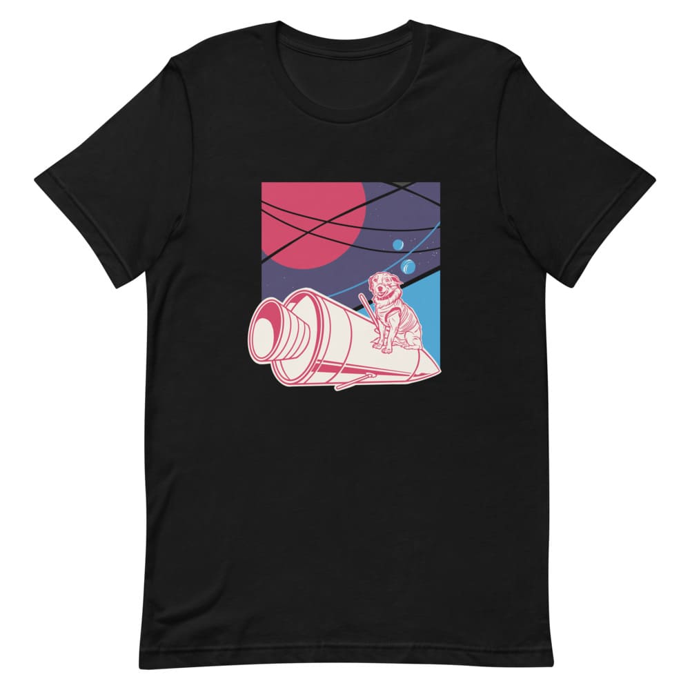 T-shirt Premier Chien dans l'Espace Noir