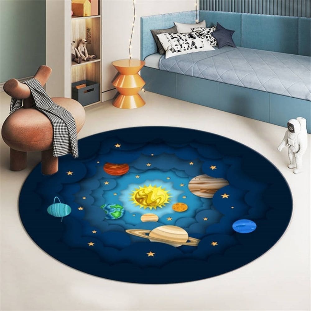 Tapis de sol rond Planètes du Système Solaire 140cm