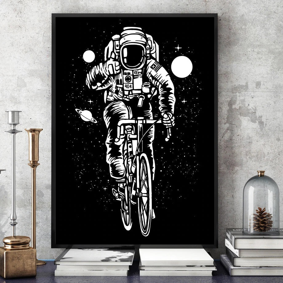 Poster Astronaute une Virée en Vélo 50 x 70 cm