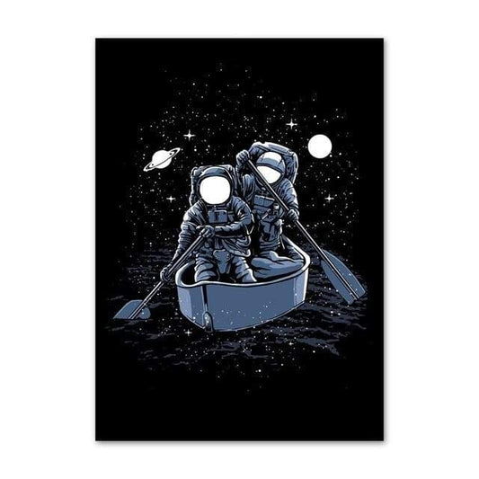 Poster Astronautes en Canot 50 x 70 cm