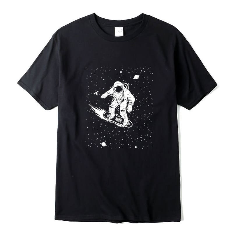 T-Shirt Astronaute Skater des Étoiles Noir